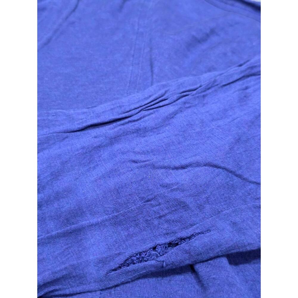 EILEEN FISHER Top Silk Cotton Stretch Jersey Crop 3/4 Crewneck Blue L A004184 - Picture 5 of 8